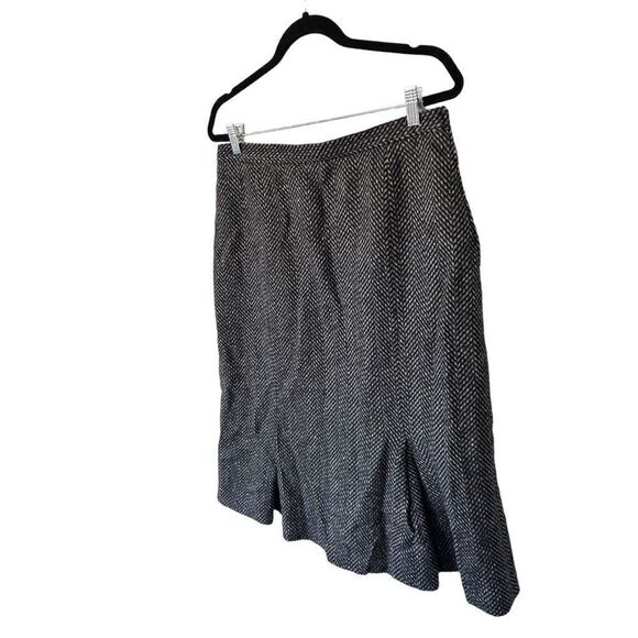 St. Michael Brown Black 100% Wool Pleated Midi Skirt Size 14/16 XL - Picture 5 of 16